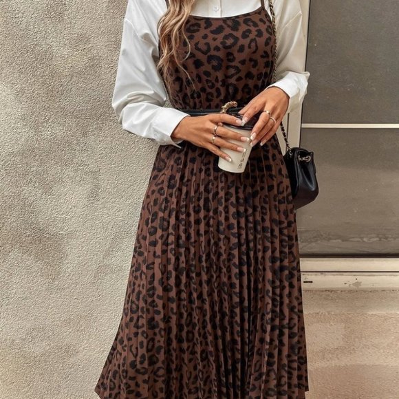 Brown Womens leopard Print Cami Dress - Picture 1 of 3